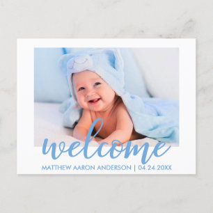 Modern Welkom Nieuwe Baby Boy Aankondiging Blauw