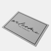 Modern welkome aangepaste ontwerpversie van script deurmat (Schuin)