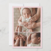 Modern welkomstscript 4 foto geboorte aankondiging (Achterkant)