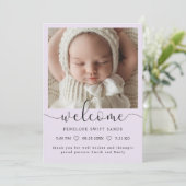 Modern welkomstscript 4 foto geboorte aankondiging (Staand voorkant)