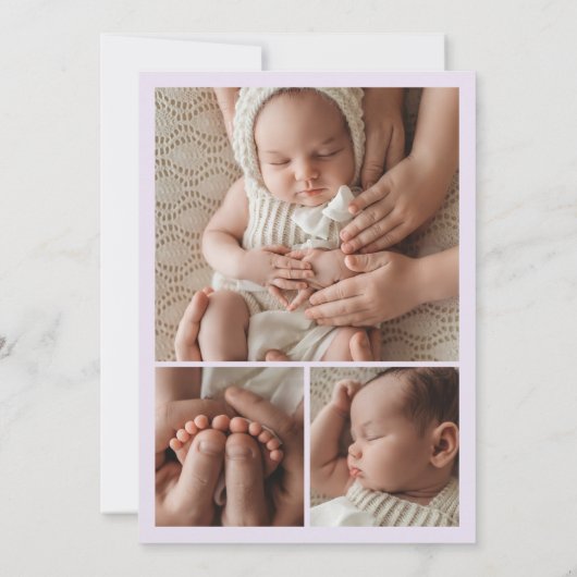 Modern welkomstscript 4 foto geboorte aankondiging (Achterkant)
