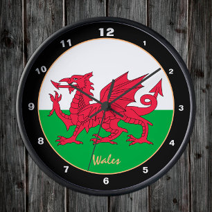 Modern Welsh Flag, trendy Wales Home / design Ronde Klok