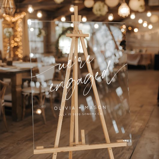 Modern We're Engaged  Engagement Party Welcome Acryl Bord