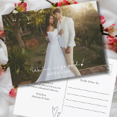 Modern We're Engaged Heart Verloving Info Foto Briefkaart