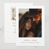 Modern Western Photo Boots Save the Date  Kaart (Voorkant / Achterkant)