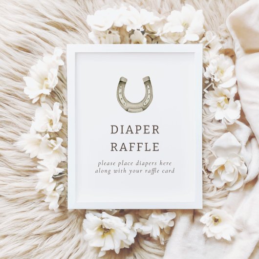 Modern Western Rodeo Baby shower Raffle bord Poster