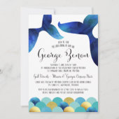 Modern Whale-geïnspireerde doop uitnodiging (Voorkant)