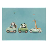 Modern Whimsical Animals in Vehicles Poster (Devant)