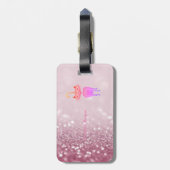 Modern Whimsical Cat Glitter Bokeh - Gepersonalise Bagagelabel (Achterkant verticaal)