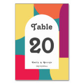 Modern Whimsical Colorful Groovy Abstract Weddensc Kaart (Achterkant)