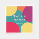 Modern Whimsical Colorful Groovy Abstract Weddensc Servet (Voorkant)