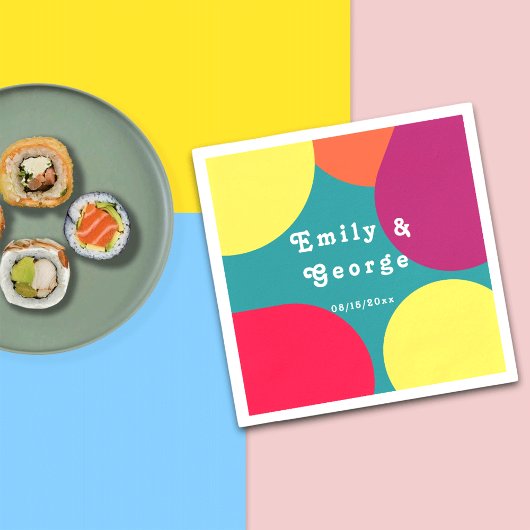 Modern Whimsical Colorful Groovy Abstract Weddensc Servet