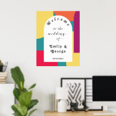 Modern Whimsical Colorful Groovy Weddenschap Welko Poster (Thuiskantoor)