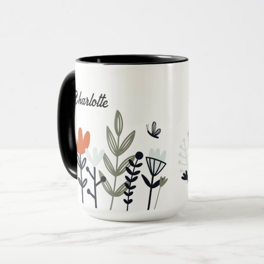 Modern Whimsical Floral Personal Name Mok (Voorkant links)