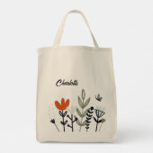 Modern Whimsical Floral Personalized Name Tote Bag (Achterkant)
