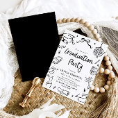 Modern Whimsical Hand Drawn Bow Graduation Party Kaart