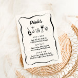 Modern & Whimsical Hand Drawn Drinks Menu<br><div class="desc">The "Modern & Whimsical Hand Drawn Wedding" collection exudes a playful yet elegant charm with its free-spirited design. Featuring quirky hand-drawn illustrations of wedding items, this suite brings a lighthearted and joyful vibe to wedding celebrations. The whimsical border and modern, casual font add a personal touch while maintaining a chic...</div>