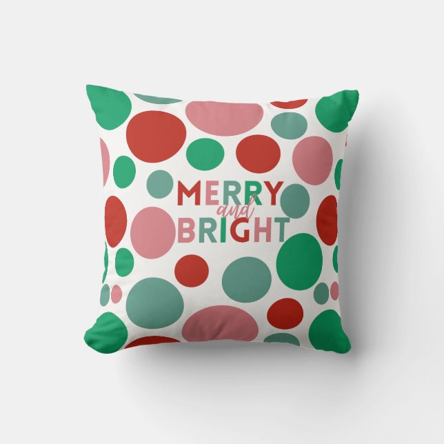 Modern Whimsical Merry & Bright Simple Polka Dot Kussen (Voorkant)