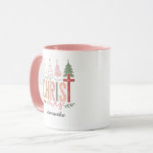 Modern Whimsical Pastel Merry Christ Mas Name Mok (Voorkant links)