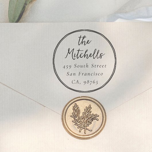 Modern Whimsical Round Wedding Return Address Rubberstempel