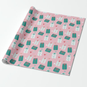 Modern Whimsical Roze Kerstmis Cadeaupapier