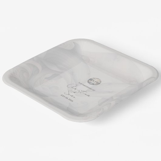 Modern Whimsy Dolphin Trouwpapier Bord (Gebogen)