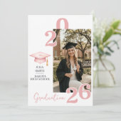 Modern White 4 Photo Graduation Invitation (Debout devant)