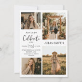 Modern White 4 Photo Graduation Invitation (Dos)