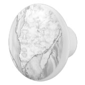 Modern White Agate Silver Abstracte marmer Keramische Knop (Rechts)