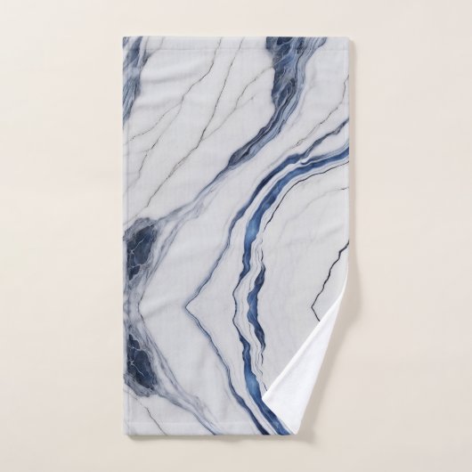 Modern White and Blue Minimalist Marble Bad Handdoek (Handdoek)