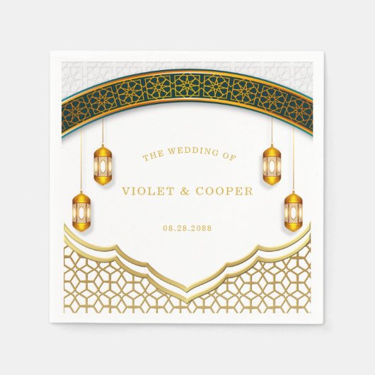 Modern White and Gold Islamic Wedding Servet (Voorkant)