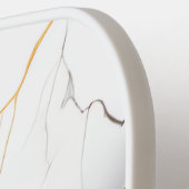 Modern White and Gold Marbled Monogram Name Pickleball Paddle (Links Detail)