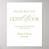 Modern White and Green Wedding Guestbook Poster (Devant)