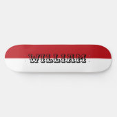 modern white and red personalized name skateboard (Horizontaal)