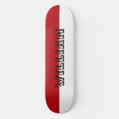 modern white and red personalized name skateboard (Voorkant)