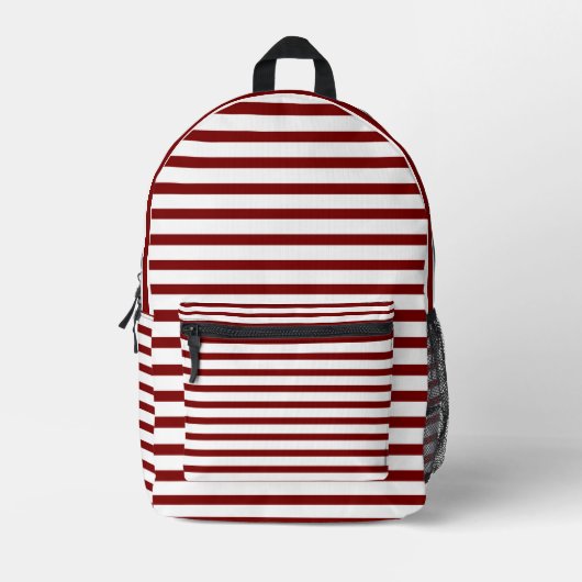Modern White Backpack with Deep Red Line Art Bedrukte Rugzak (Voorkant)