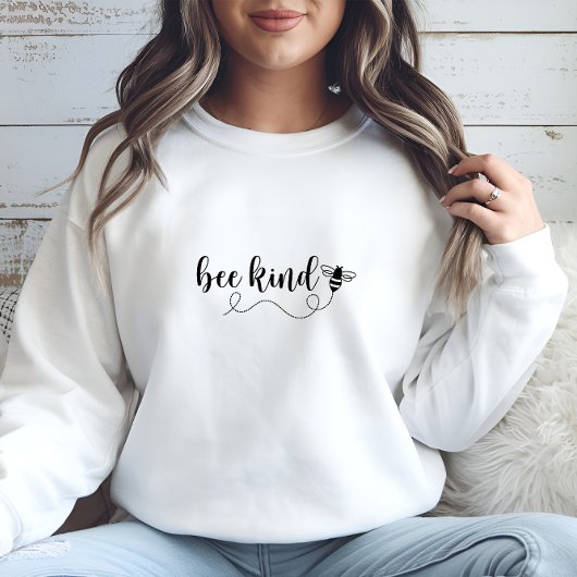 Modern White Bee Kind Print Sweatshirt