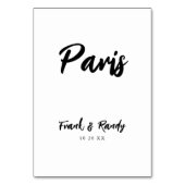 Modern White Black Custom Wedding Table Name Kaart (Voorkant)
