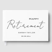 Modern White Black Happy Retirement Personalized Gastenboek (Voorkant)