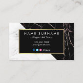 Modern White BlackSilver Marble Visitekaartje (Achterkant)