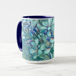 Modern White Blue Cherry Blossom Waterverf Mok