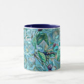 Modern White Blue Cherry Blossom Waterverf Mok (Midden)