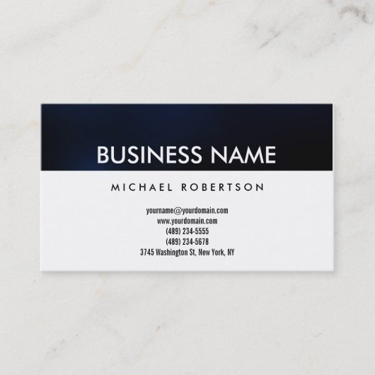 Modern White Blue Clean Visitekaartje (Voorkant)