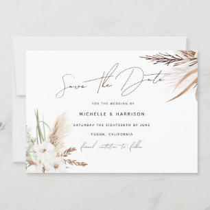 Modern White Bohemian Floral Wedding Save The Date
