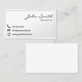 Modern White Border Novelist Visitekaartje (Voorkant / Achterkant)
