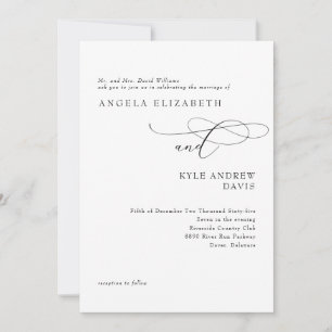 Modern White Bride Parents Wedding Invitation Kaart