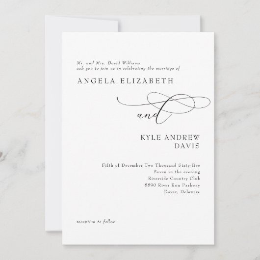 Modern White Bride Parents Wedding Invitation Kaart (Voorkant)