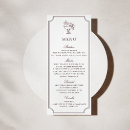 Modern White Burgundy Double Frame wedding Menu Kaart
