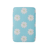Modern White Daisy Pattern Aqua Blue Bath Mat (Voorkant Verticaal)