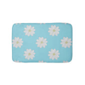 Modern White Daisy Pattern Aqua Blue Bath Mat (Voorkant)